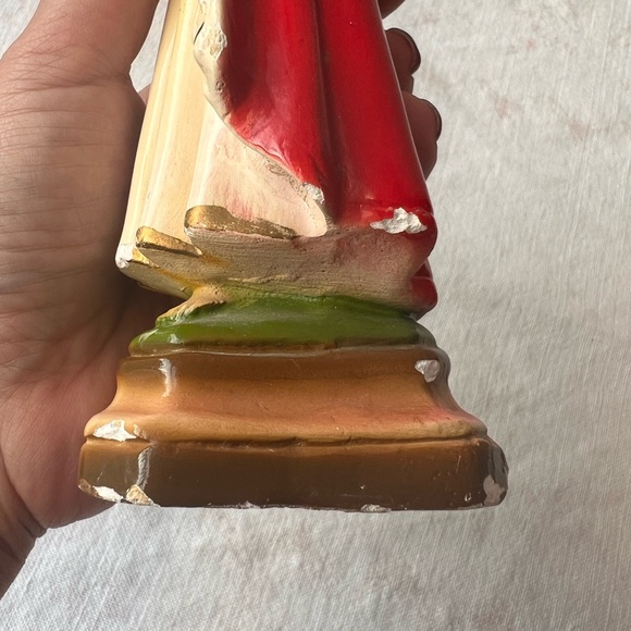 Vintage Religious Figurine with Red and Gold Accents - Picture 10 of 13